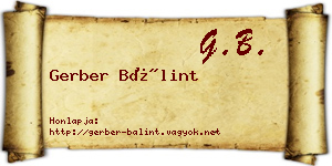 Gerber Bálint névjegykártya